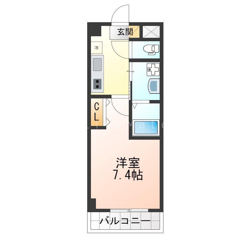 エイチツー西明石(1K/6階)の間取り写真