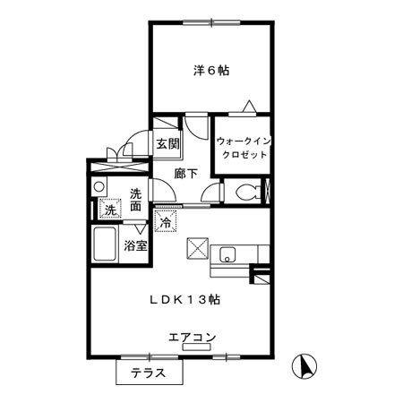 グランピア春日(1LDK/1階)の間取り写真