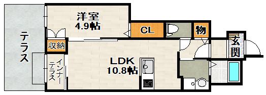 メゾン・ド・プランタン(1LDK/1階)の間取り写真