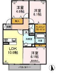 アルモニー(3LDK/1階)の間取り写真