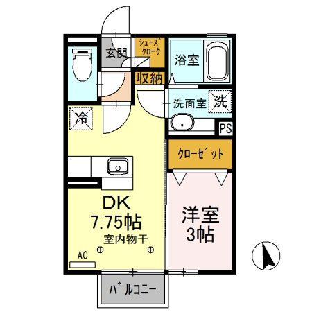 リンクス(1DK/2階)の間取り写真