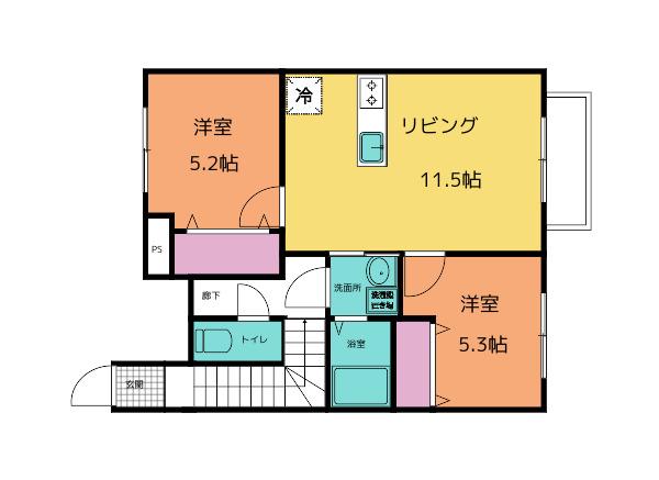 ブリオ泉(2LDK/2階)の間取り写真
