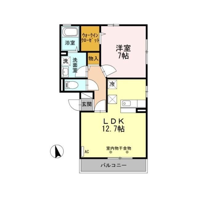 D-ROOMデュオコート酒折 弐番館(1LDK/1階)の間取り写真