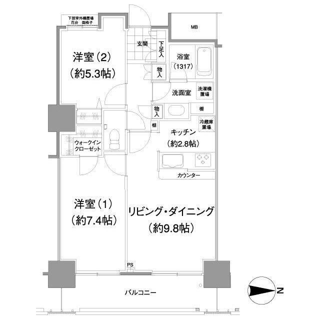 イストワール(2LDK/11階)の間取り写真