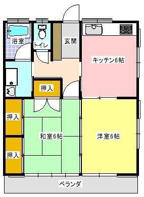 サンキエーム吉永(2DK/2階)の間取り写真