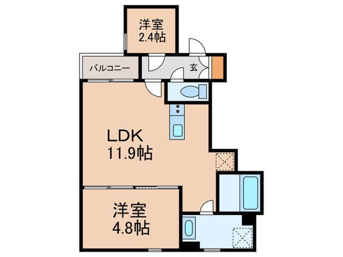 GRAN PASEO 自由が丘奥沢(2LDK/4階)の間取り写真