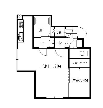 グランコンフォート双葉(1LDK/4階)の間取り写真