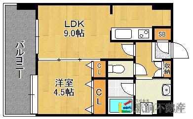レシェンテ・ヴィラ千早(1LDK/12階)の間取り写真