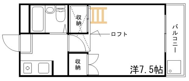 城北ハイツ(1K/1階)の間取り写真