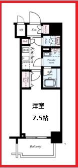 ライジングプレイス北千住(1K/6階)の間取り写真