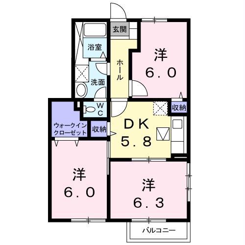 ミレニアムS I・II(3DK/1階)の間取り写真