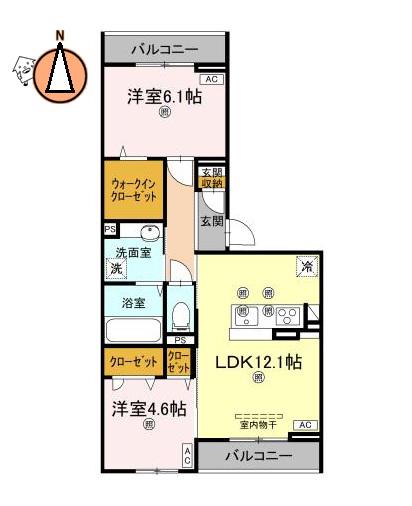 アズールスカイ(2LDK/3階)の間取り写真