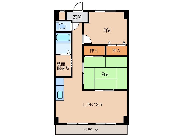 グリーンフル垣内(2LDK/2階)の間取り写真