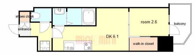 セレニテ西元町アリエ(1DK/2階)の間取り写真