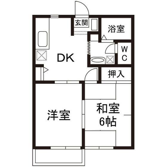 フィールドシティー A棟(2DK/1階)の間取り写真