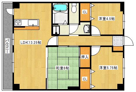 メルティング(3LDK/3階)の間取り写真