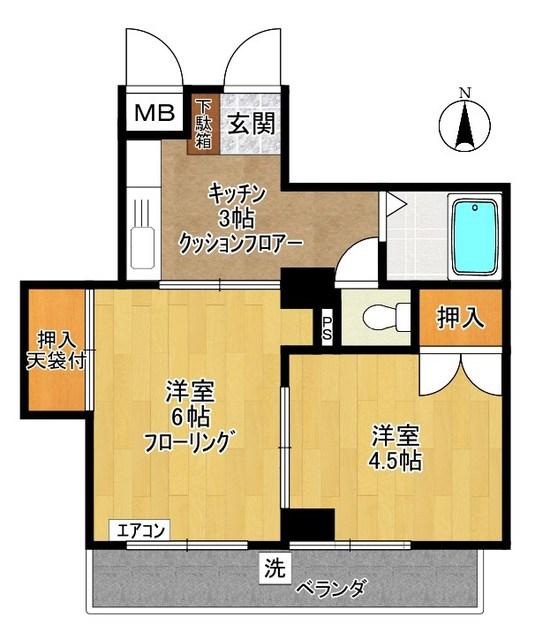 第1廣田マンション(2DK/4階)の間取り写真