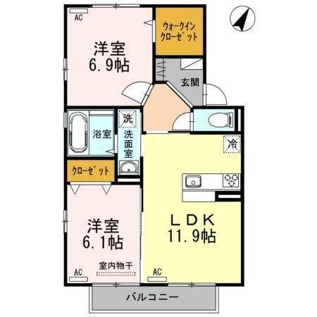 アムール21 E棟(2LDK/2階)の間取り写真