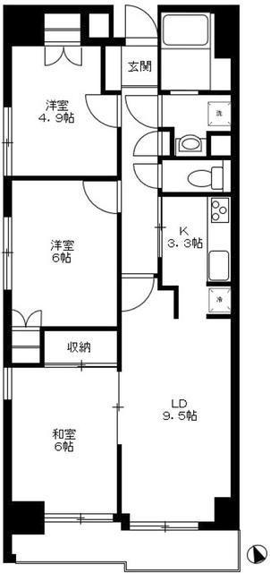 藤和シティコープ町屋II(3LDK/9階)の間取り写真