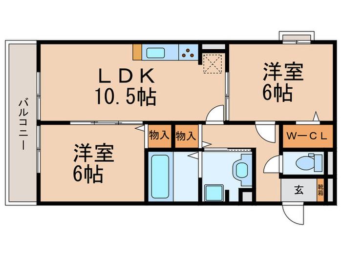 フリージア天王寺(2LDK/1階)の間取り写真
