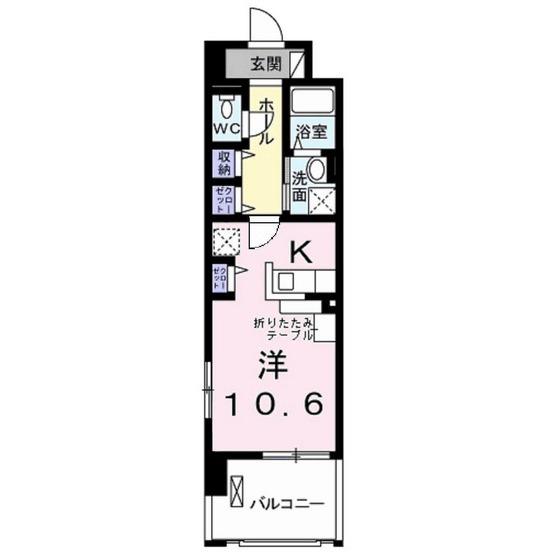 グラン ヴェルジェ(1K/3階)の間取り写真