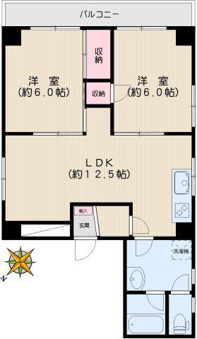 扇屋ビル(2LDK/10階)の間取り写真