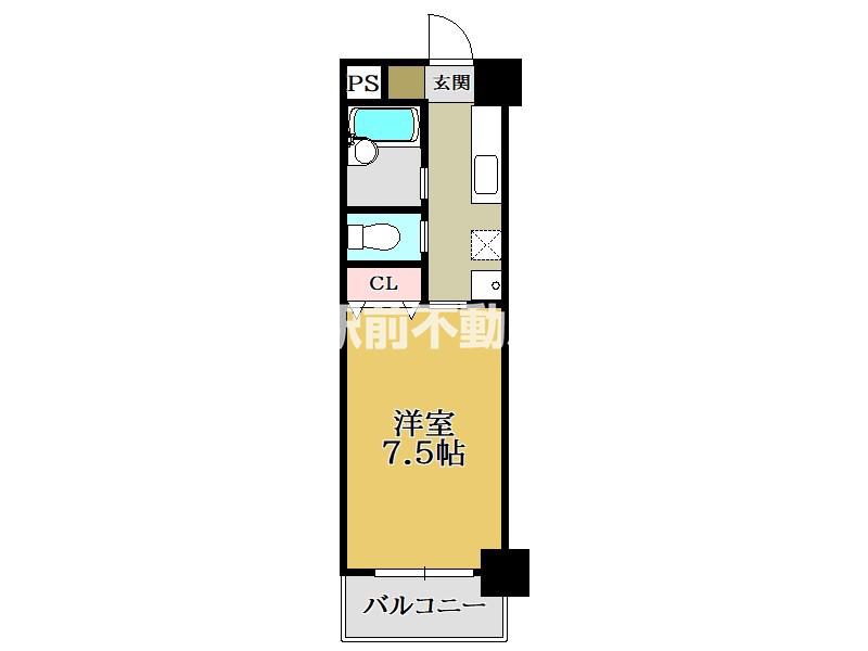 パシフィック佐賀II(1K/6階)の間取り写真