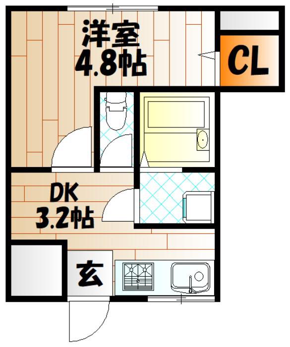 京町プレイスレジデンスI(1DK/3階)の間取り写真