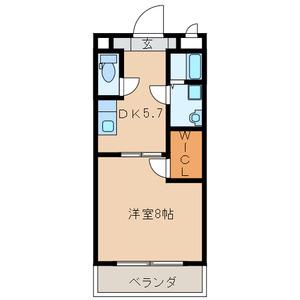 ルーチェクール花畑(1DK/2階)の間取り写真