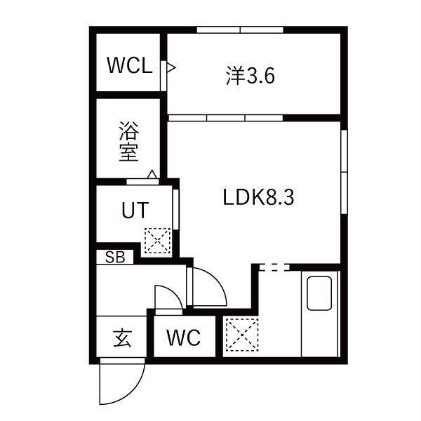 ONE STAGE麻生(1LDK/2階)の間取り写真