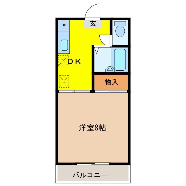 宇都宮 FLEX 2(1DK/1階)の間取り写真