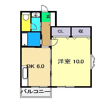 ライフタイム(1K/2階)の間取り写真