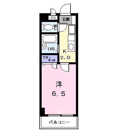 プラティークあらこ(1K/5階)の間取り写真