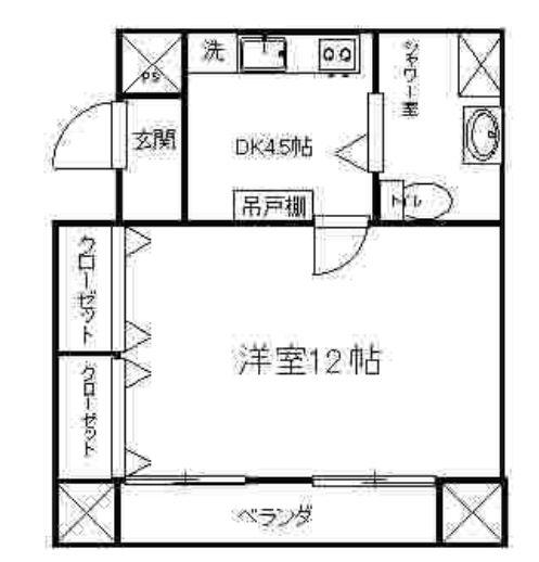 板橋4丁目マンション(1DK/4階)の間取り写真