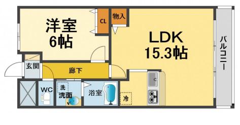 MINT甲子園三番町(1LDK/2階)の間取り写真