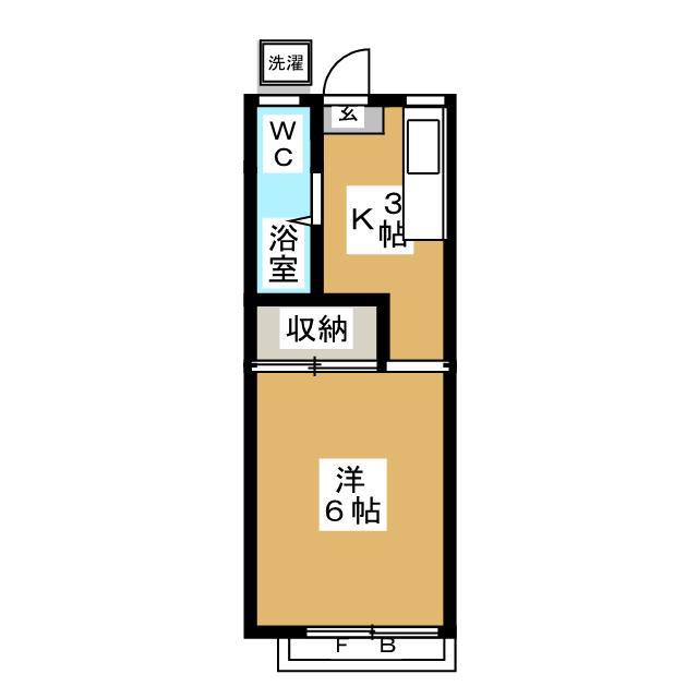 テラスとーざん(1K/2階)の間取り写真