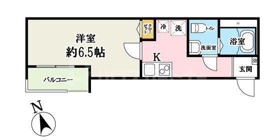 ウエストコート六町(1K/2階)の間取り写真