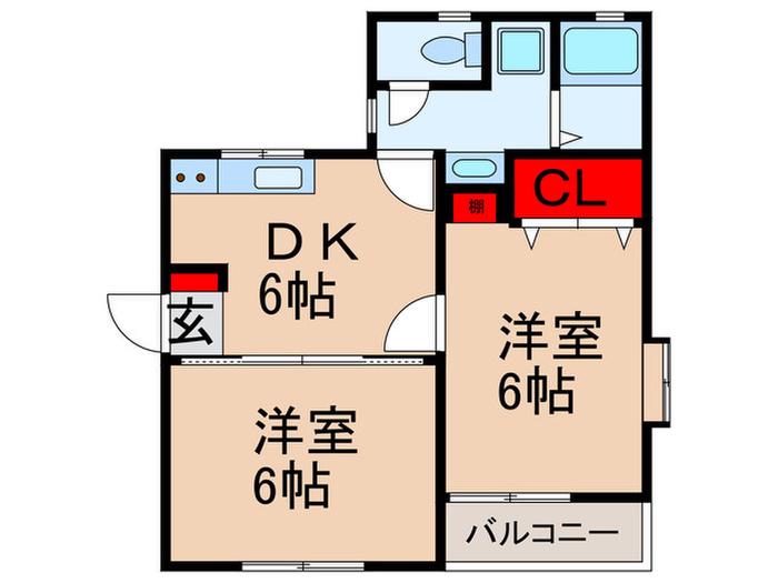 クレール・壱(2DK/1階)の間取り写真