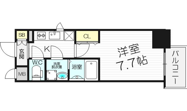 レジュールアッシュ梅田LUXE(1K/7階)の間取り写真