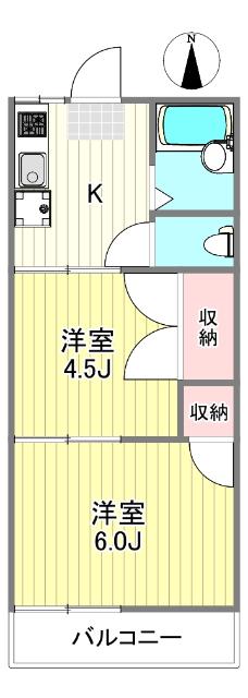 ハイツさくらがおか(2K/2階)の間取り写真