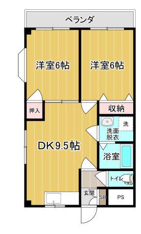 ソレイユ綾瀬(2DK/1階)の間取り写真