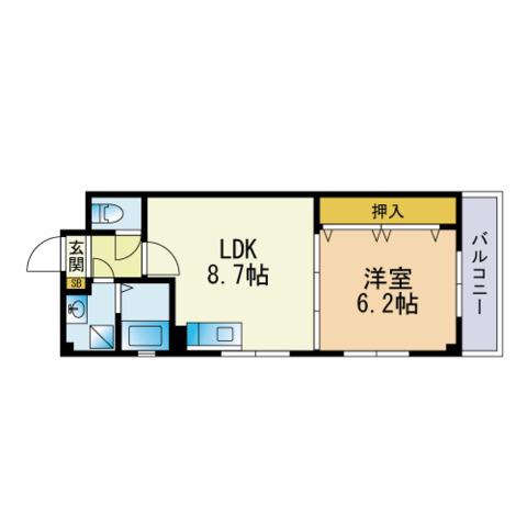 サンク飯倉(1LDK/3階)の間取り写真