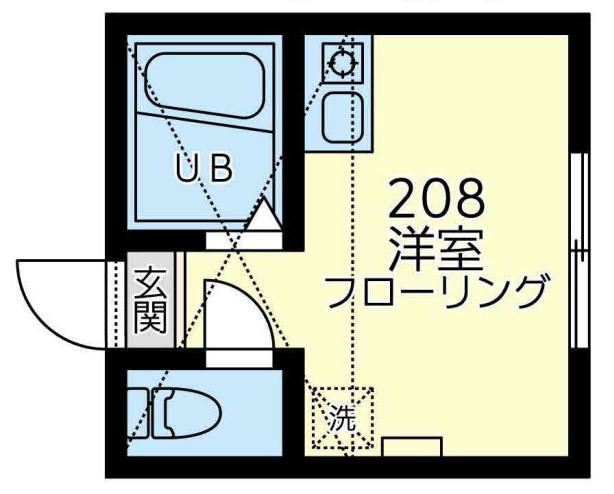ユナイト妙蓮寺ストリングス(ワンルーム/2階)の間取り写真
