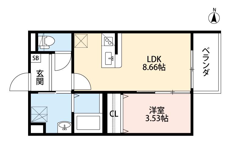 エフクラウド小路(1LDK/3階)の間取り写真