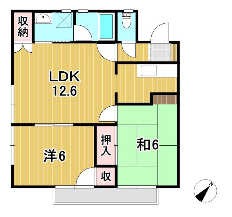 ウィステリア A(2LDK/1階)の間取り写真