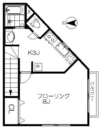 ヴィボア(1K/2階)の間取り写真