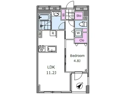 サンクタス築地(1LDK/11階)の間取り写真
