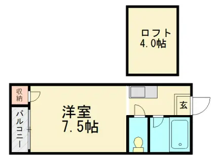 ブルーシャトー和白東(ワンルーム/1階)の間取り写真