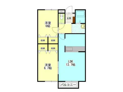 エクセランプラース(2LDK/2階)の間取り写真