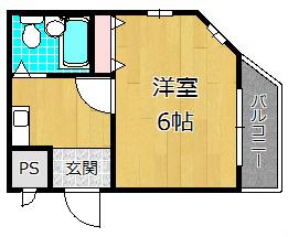 ベルロード茶屋町(1K/3階)の間取り写真
